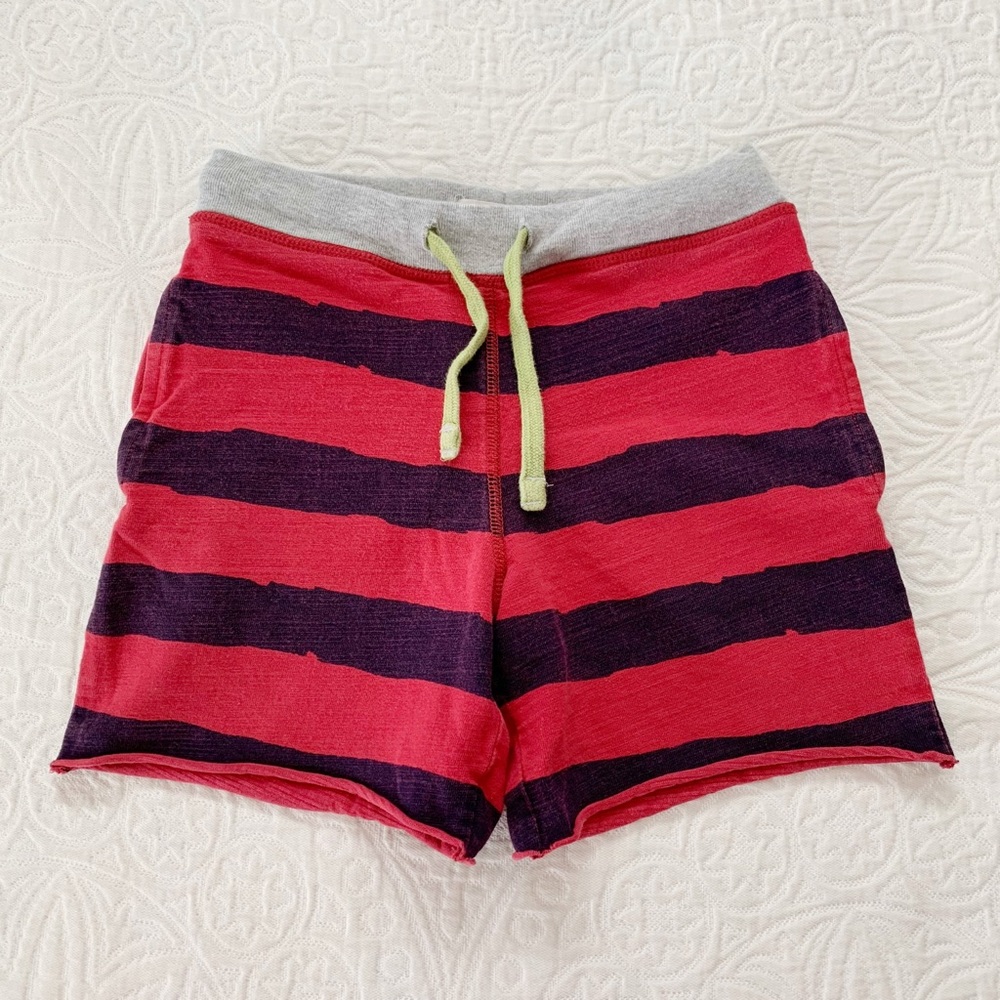 Mini Boden‎ Cotton Drawstring Shorts, Red Stripes